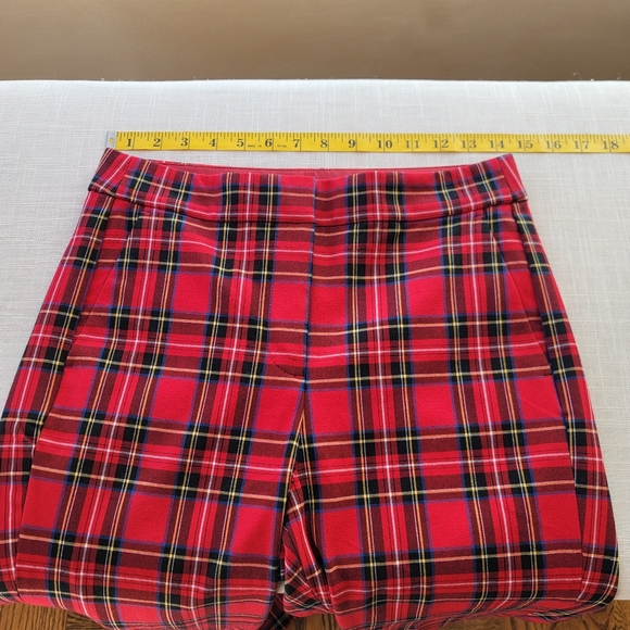 New! J.Crew Tall 4 Crop Straight-Leg Red Stewart Tartan Plaid Stretch Cotton NWT - Picture 4 of 10